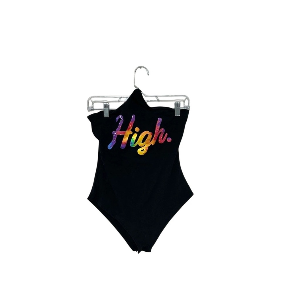 Spencer's High Rainbow One Piece Top Halter Bodysuit Tie Size Small